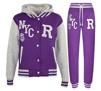 A2Z 4 Kids Enfants Filles Garçons Baseball Survêtement NYC FOX Veste & Pantalons - T.S Baseball NYC Purple Grey 13.