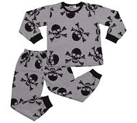 A2Z 4 Kids Enfants Filles Garçons Skull & Bones Pyjamas 2 Pièce Coton Ensemble - PJS 162 Grey 11-12