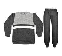 A2Z 4 Kids® Enfants Filles Garçons Survêtement Designer Contraste Panneaux Toison Top & Bottom - T.S 702 Charcoal 10-11