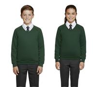 A2Z 4 Kids Enfants Filles Garçons Unisexe Club Scouts Uniforme - V Neck Jumper Green 2 Pack 11-12