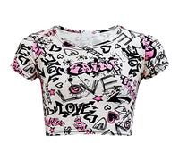 A2Z 4 Kids Enfants Filles Love Comique Graffiti Imprimér Legging Patineur Midi Robe Crop Top Jupe Âge 7 8 9 10 11 12 13 Ans