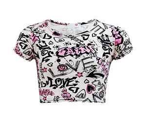 A2Z 4 Kids Enfants Filles Love Comique Graffiti Imprimér Legging Patineur Midi Robe Crop Top Jupe Âge 7 8 9 10 11 12 13 Ans