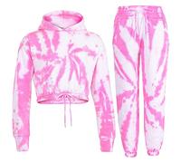 A2Z 4 Kids® Enfants Filles Tie Dye Survêtement Encapuchonné Avec Jogger - T.S 314 Tie Dye Pink 9-10