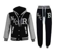 A2Z 4 Kids Ensemble de survêtement de baseball noir filles et garçons NYC, veste et pantalon FOX, sweat à capuche, idéal pour le jogging, 2 à 13 ans.