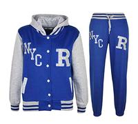 A2Z 4 Kids Survêtement de baseball unisexe pour filles et garçons R Fashion - T.S Baseball NYC Royal & Grey 9-10