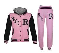 A2Z 4 Kids Ensemble de survêtement de baseball rose bébé filles et garçons NYC, veste et pantalon FOX, sweat à capuche, idéal pour le jogging, 2 à 13 ans.