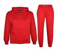 A2Z 4 Kids Ensemble de survêtement uni pour enfants filles et garçons, sweat à capuche et pantalon de jogging - T.S Plain Red 11-12