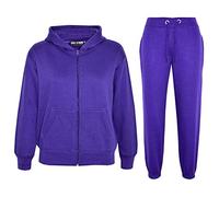 A2Z 4 Kids Ensemble de survêtement uni pour enfants filles et garçons, sweat à capuche et pantalon de jogging - T.S Plain Purple 5-6