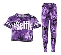 A2Z 4 Kids® Ensemble haut court et legging tendance pour fille Motif camouflage 7 8 9 10 11 12 13 ans - - 9 ans