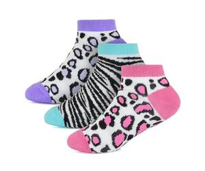 A2Z 4 Kids Filles Camouflage Et Léopard Entraîneuse Chaussettes Paquet de 3 - Socks AZ997 Leopard 3 Pack 2-3