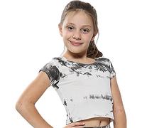 A2Z 4 Kids Filles Crop Top Active Court Manches Tie Dye Imprimé T Shirts - Tie Dye 250 Crop Top Grey 9-10