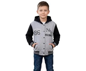 A2Z 4 Kids Filles Garcons Baseball NY ATHLATIC Varsity Encapuchonné Veste Manteau - NY Jacket Grey 9-10