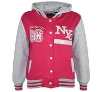 A2Z 4 Kids Filles Garcons Baseball NY ATHLATIC Varsity Encapuchonné Veste Manteau - NY Jacket Pink 11-12