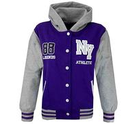A2Z 4 Kids Filles Garcons Baseball NY ATHLATIC Varsity Encapuchonné Veste Manteau - NY Jacket Purple 9-10