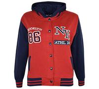 A2Z 4 Kids Filles Garcons Baseball NY ATHLATIC Varsity Encapuchonné Veste Manteau - NY Jacket Red 13