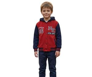 A2Z 4 Kids Filles Garcons Baseball NY ATHLATIC Varsity Encapuchonné Veste Manteau - NY Jacket Red 5-6