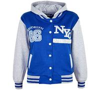 A2Z 4 Kids Filles Garcons Baseball NY ATHLATIC Varsity Encapuchonné Veste Manteau - NY Jacket Royal 7-8