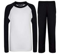 A2Z 4 Kids Filles Garçons Pjs Plaine Pyjamas Set Lounge Costume Top Bottom - PJS Plain Black 11-12