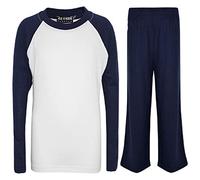 A2Z 4 Kids Filles Garçons Pjs Plaine Pyjamas Set Lounge Costume Top Bottom - PJS Plain Navy 13