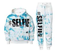 A2Z 4 Kids Filles Survêtement À Capuche Sweat-shirt Haut Bas Confortable Gym Jogging Costume Course - T.S Crop Selfie Tie Dye Blue 11-12