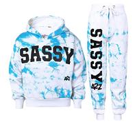 A2Z 4 Kids Filles Survêtement Tie Dye Sassy Toison Encapuchonné - T.S Crop Sassy Blue 7-8