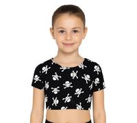 A2Z 4 Kids Filles Tête De Mort Crop Haut Legging Patineuse Robe Doux - Halloween Skull Crop Top 9-10