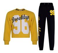 A2Z 4 Kids Filles Transpirer Costume Survêtement Crop Top Sweat-shirt - T.S 315 Mustard 11-12