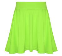 A2Z 4 Kids Filles Uni Patineuse Jupe Camouflage pour École Tendance - Plain Skater Skirt Neon Green 13