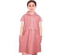 A2Z 4 Kids Filles Uniforme École Robe Doux Confortable Vichy Chèque Été Robes - UF Dress 699 Red 11-12