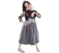 A2Z 4 Kids Filles Zombi Mariée Halloween Fantaisie Robe - Zombie Bride Dress 643._9-11