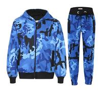A2Z 4 Kids Garçons Filles Simple Sweat À Capuche avec Pantalon - T.S Plain Camo Blue 11-12
