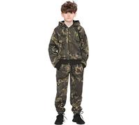 A2Z 4 Kids Garçons Filles Simple Sweat À Capuche avec Pantalon - T.S Plain Camo Green 9-10