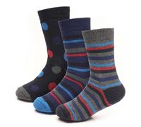 A2Z 4 Kids Garçons Filles Thermique Chaussettes Ultime Hiver Chaleur Épais Hiver - Socks AZ158 Striped B 3 Pack 7-10
