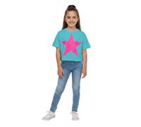 A2Z 4 Kids Haut Court Á Manches Courtes pour Filles Crop Top Débardeur - Crop Top Star Turquoise 11-12