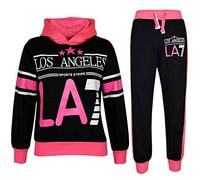 A2Z 4 Kids LA7 Survêtement À capuche Avec Joggeur Sweatpants Deux Couleur Ensemble - T.S LA7 Black Neon Pink 11-12
