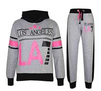 A2Z 4 Kids LA7 Survêtement À capuche Avec Joggeur Sweatpants Deux Couleur Ensemble - T.S LA7 Grey Black 9-10