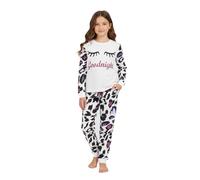 A2Z 4 Kids Les Filles Bonne Nuit Pyjama Enfants PJs 2 Pièce Léopard Set Costume De Salon pour - PJS 154 White 11-12