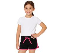 A2Z 4 Kids Short 100 % coton, pour la gym, la danse, le sport, la course à pied, tendance, idéal en été, âge : 5, 6, 7, 8, 9, 10, 11, 12, 13 ans, Noir et rose fluo., 5-6 ans