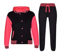A2Z 4 Kids Survêtement de baseball pour filles, modèle de créateur - T.S B.B Plain Black & Neon Pink 13