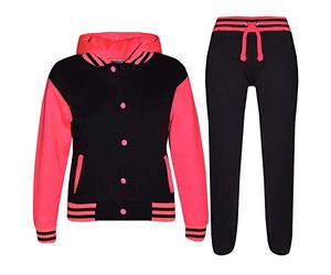 A2Z 4 Kids Survêtement de baseball pour filles, modèle de créateur - T.S B.B Plain Black & Neon Pink 13