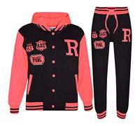 A2Z 4 Kids Survêtement de baseball unisexe pour filles et garçons R Fashion - T.S Baseball Fox Black & Neon Pink 11-12