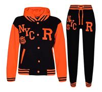 A2Z 4 Kids Survêtement de baseball unisexe pour filles et garçons R Fashion - T.S Baseball NYC Black & N. Orange 9-10