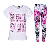 A2Z 4 Kids® Top Designer Enfants Filles #Selfie Imprimer T Shirt & Éclabousser Imprimer - Selfie Splash Set White 7-8