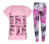 A2Z 4 Kids® Top Designer Enfants Filles #Selfie Imprimer T Shirt & Éclabousser Imprimer - Selfie Splash Set Baby Pink 9-10