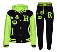A2Z 4 Kids Unisexe Enfants Filles Garçons Encapuchonné - B.B Tracksuit Black Neon Green 11-12