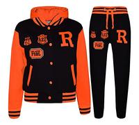 A2Z 4 Kids Unisexe Enfants Filles Garçons Encapuchonné - B.B Tracksuit Black Neon Orange 7-8