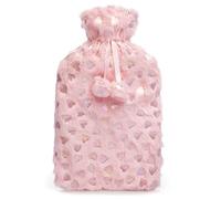 A2Z Bouillotte 2 litres Métallique Feuille Coeur Et Étoiles Fausse Fourrure - Hot Bottle AZ2240 Pink