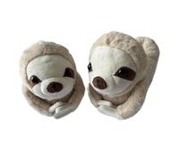 A2Z Chaussons d'intérieur en peluche pour enfants et femmes avec semelle antidérapante - Motif paresseux 3D - Beige, beige, 39/40 EU