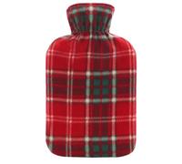 A2Z Eau Chaude Bouteille 2 litres Capacité Tartan Imprimer Toison Couverture Caoutchouc - Hot Bottle AZ9040 Tartan Red