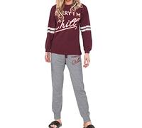 A2Z Ensemble de pyjama 2 pièces pour femme en coton doux imprimé I Am Chill - Manches longues - Haut de vin - Cadeau pour femme - Pyjama assorti - S/M/L/XL/2XL, bordeaux, XXL